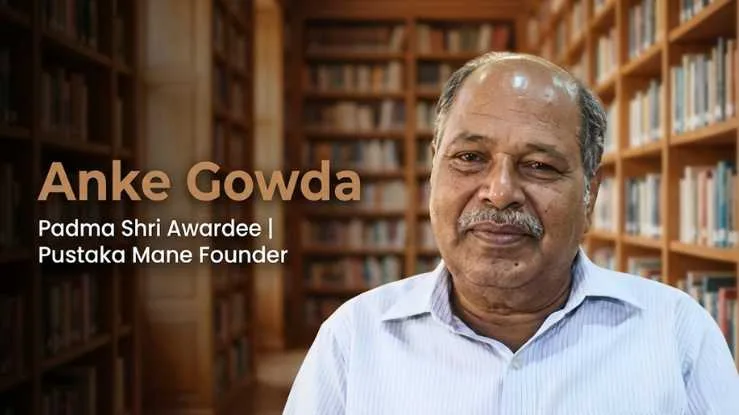 Anke Gowda at Pustaka Mane free library in Karnataka