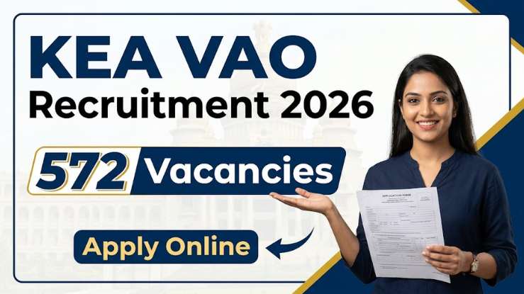 Official Notification banner of KEA VAO Recruitment 2026 for 572 Village Administrative Officer posts.